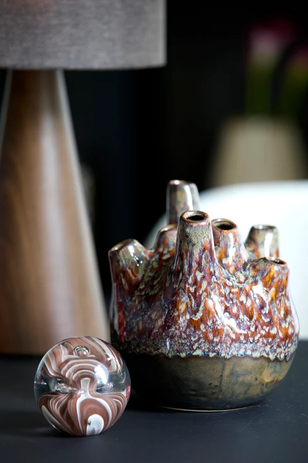 Vase deco 16x18 cm COSENZA ceramics brown+bronze