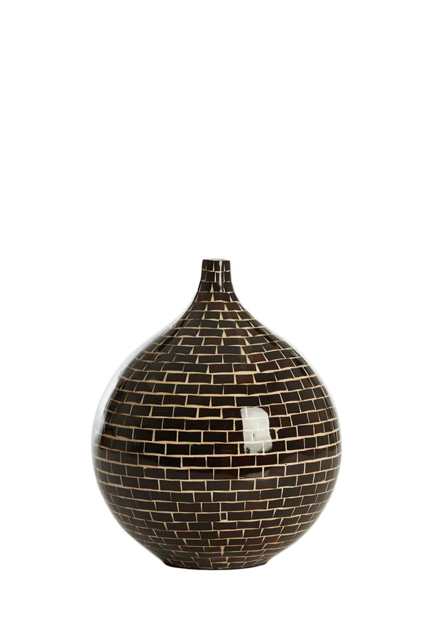 Vase deco 22x25 cm ELORZA dark brown+natural