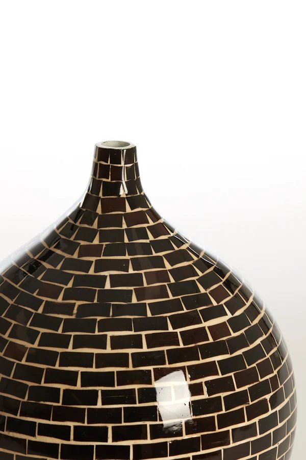 Vase deco 22x25 cm ELORZA dark brown+natural