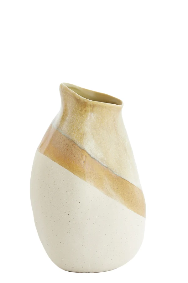 Vase deco 20,5x20x33 cm YULARA ceramics brown+cream