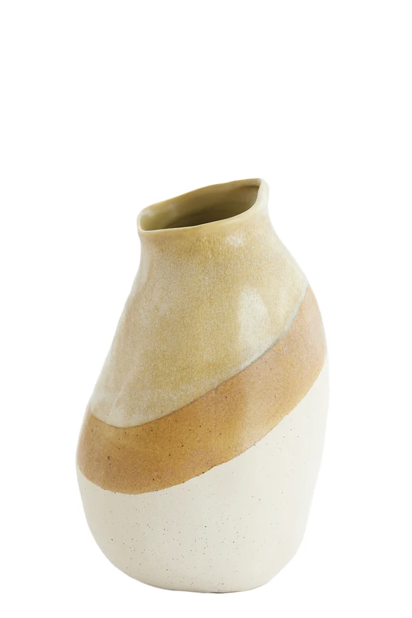 Vase deco 20,5x20x33 cm YULARA ceramics brown+cream