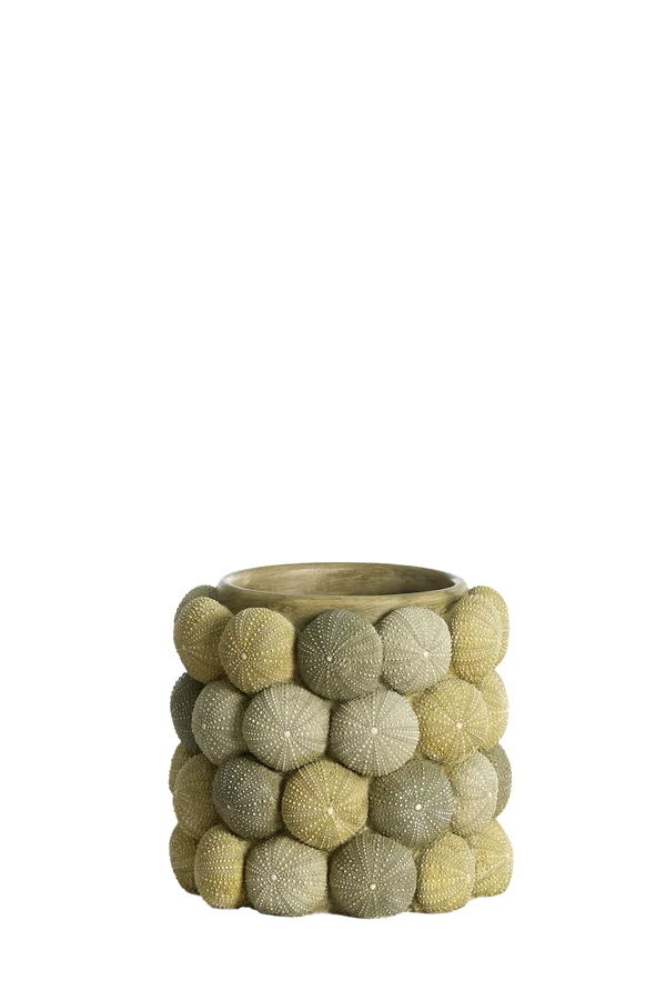 Vase deco 20,5x18 cm SEA URCHIN green+dark green