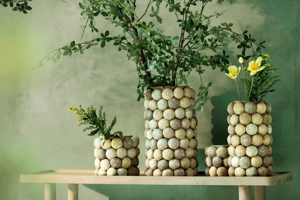 Vase deco 20,5x18 cm SEA URCHIN green+dark green