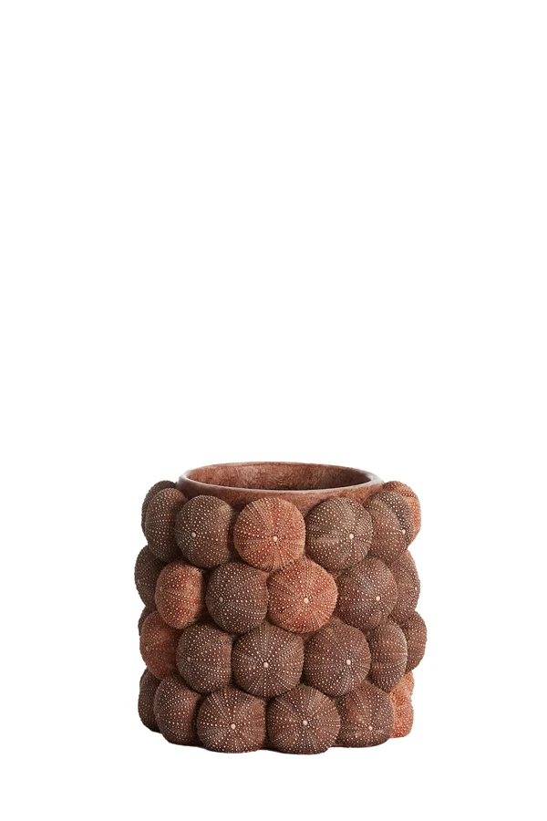 Vase deco 20,5x18 cm SEA URCHIN coral red+burgundy