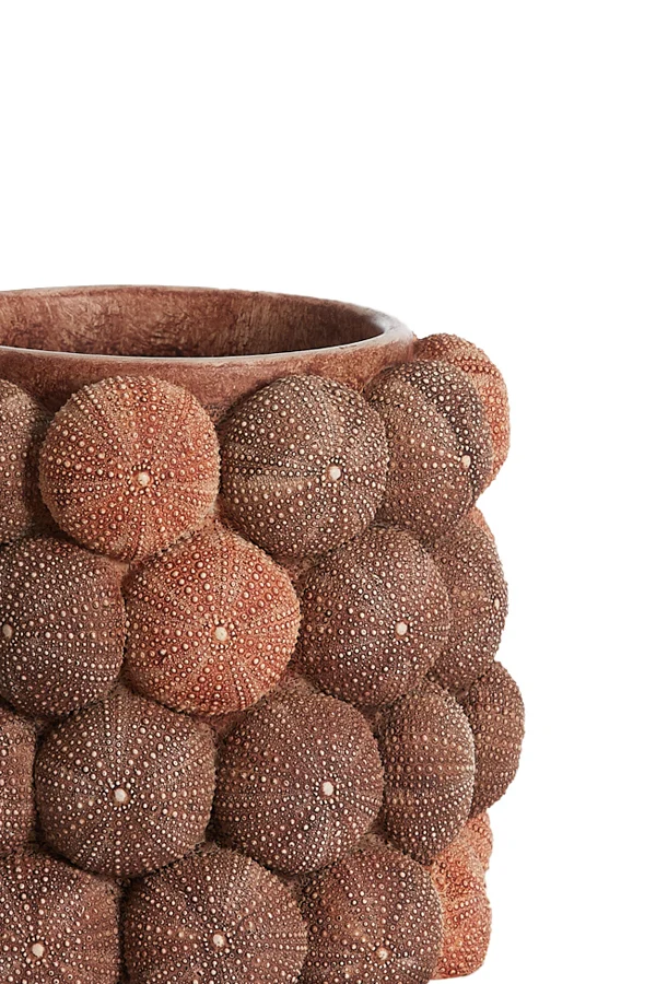 Vase deco 20,5x18 cm SEA URCHIN coral red+burgundy