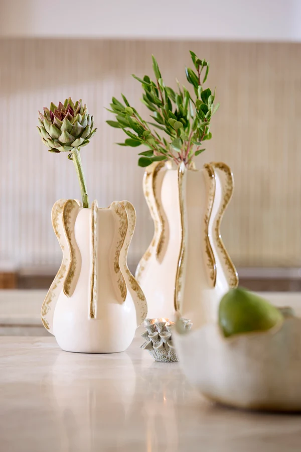 Vase deco 18,5x34 cm MAGOME ceramics cream+olive green