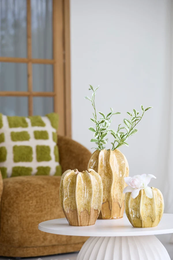 Vase deco 18,5x30 cm NILO ceramics ocher yellow-brown
