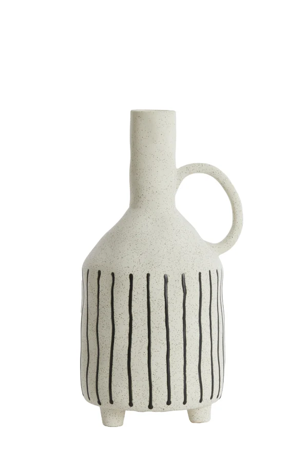 Vase deco 18,5x16,5x35,5 cm JONAI ceramics matt cream-black
