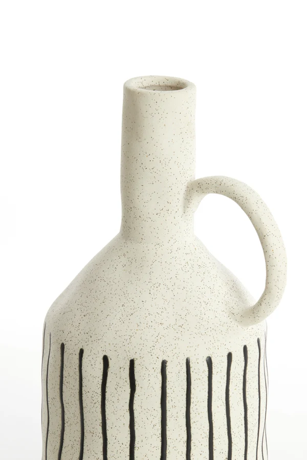 Vase deco 18,5x16,5x35,5 cm JONAI ceramics matt cream-black