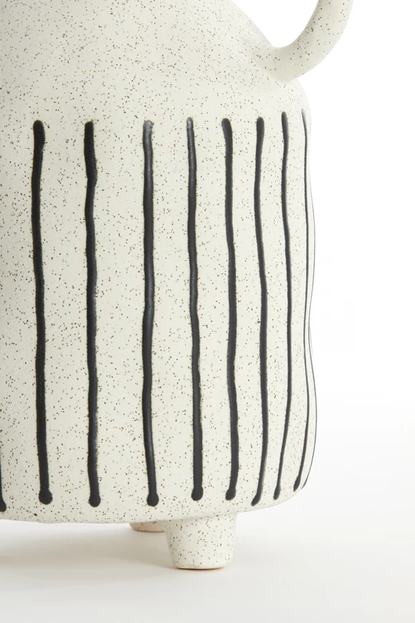 Vase deco 18,5x16,5x35,5 cm JONAI ceramics matt cream-black