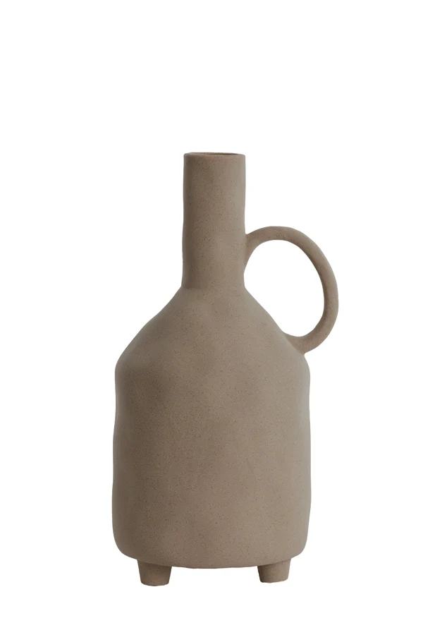 Vase deco 18,5x16,5x35,5 cm JONAI ceramics matt brown