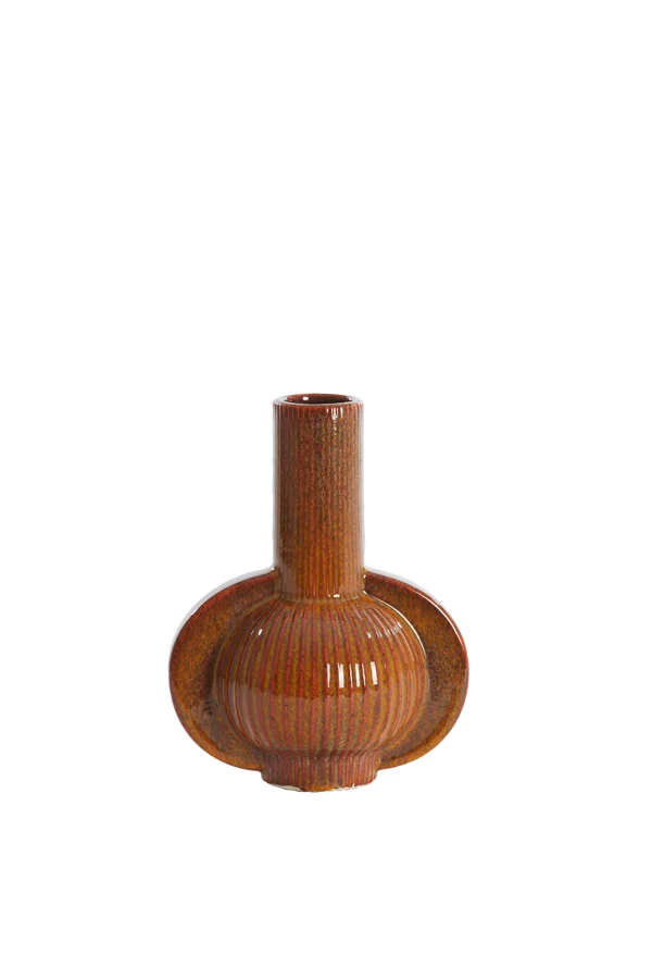 Vase deco 18,5x12,5x23,5 cm MELNIK ceramics cognac brown