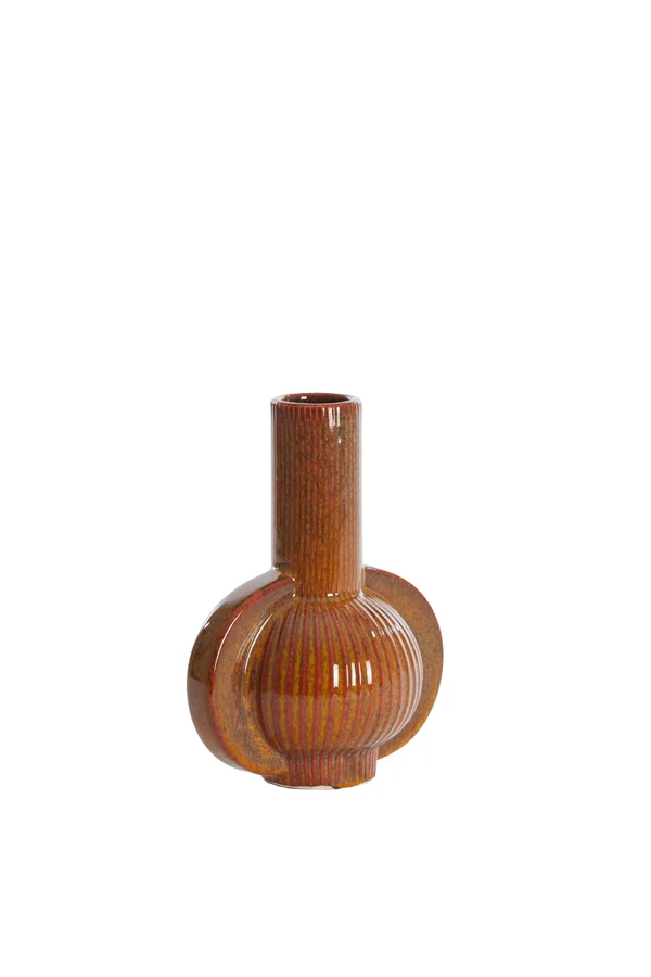 Vase deco 18,5x12,5x23,5 cm MELNIK ceramics cognac brown