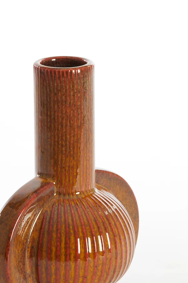 Vase deco 18,5x12,5x23,5 cm MELNIK ceramics cognac brown