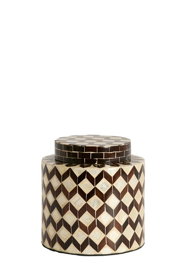 Vase deco 16x16 cm OLITE bamboo cream+dark brown