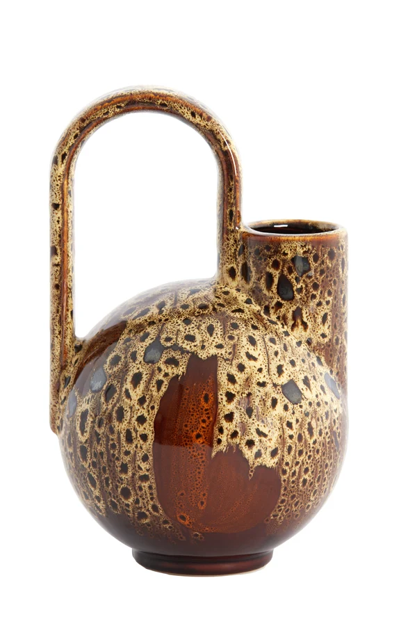 Vase deco 16x15,5x26 cm SERRES ceramics d brown+cream+orange