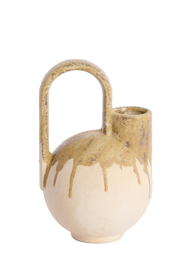 Vase deco 16x15,5x26 cm SERRES ceramics cream+olive green