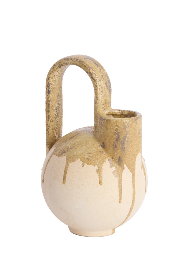 Vase deco 16x15,5x26 cm SERRES ceramics cream+olive green