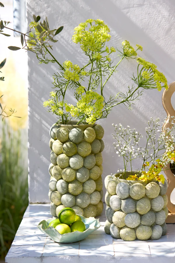Vase deco 19x32,5 cm SEA URCHIN green+dark green