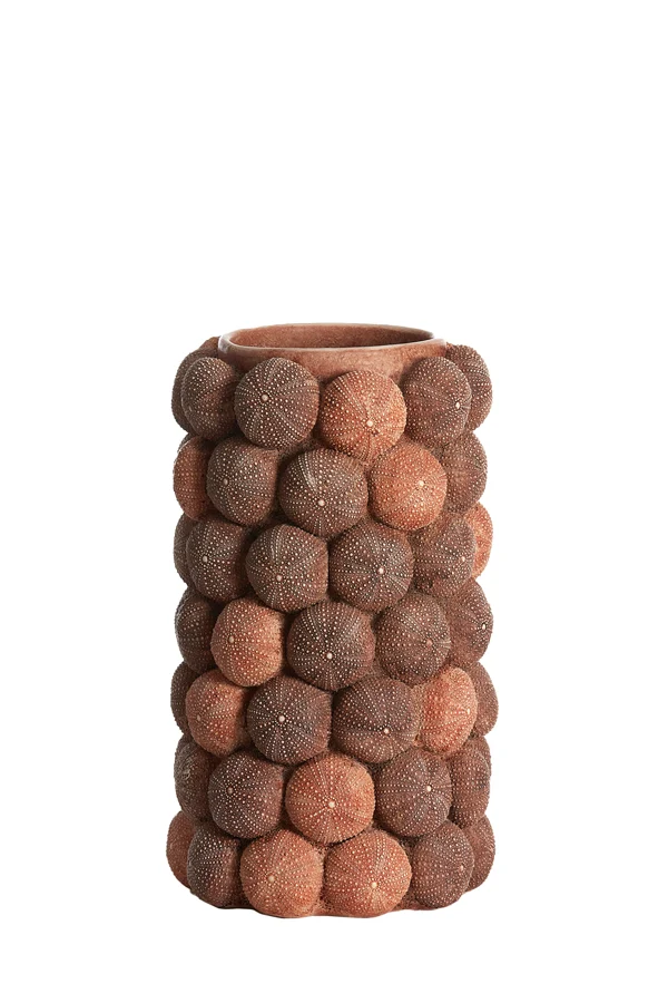 Vase deco 19x32,5 cm SEA URCHIN coral red+burgundy