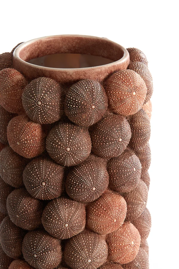 Vase deco 19x32,5 cm SEA URCHIN coral red+burgundy