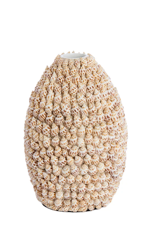 Vase deco 19x28,5 cm SHELL cream+brown