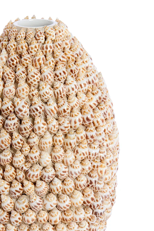 Vase deco 19x28,5 cm SHELL cream+brown
