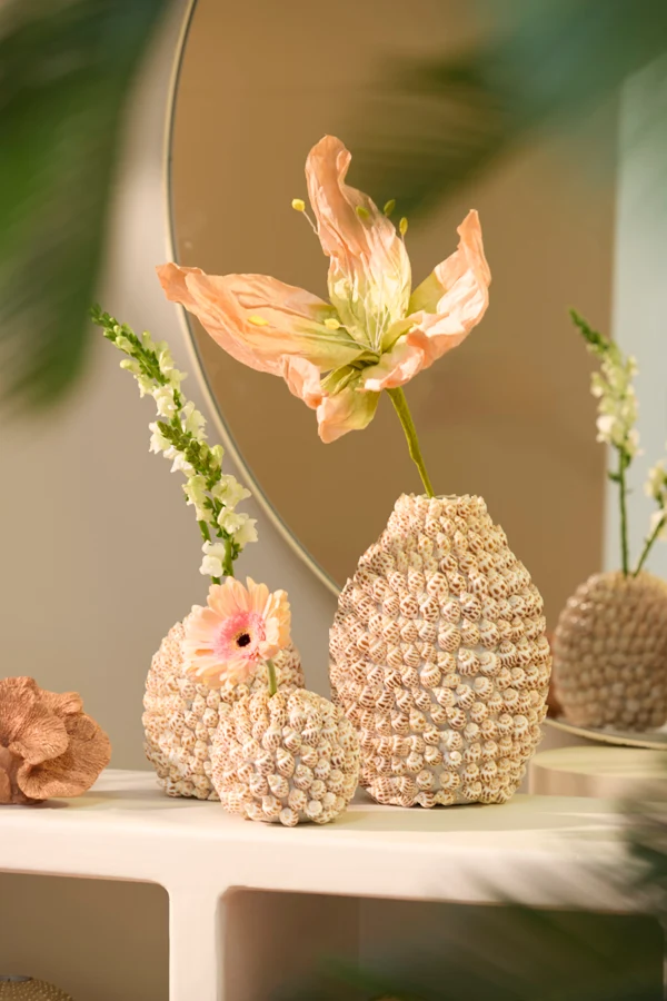 Vase deco 19x28,5 cm SHELL cream+brown