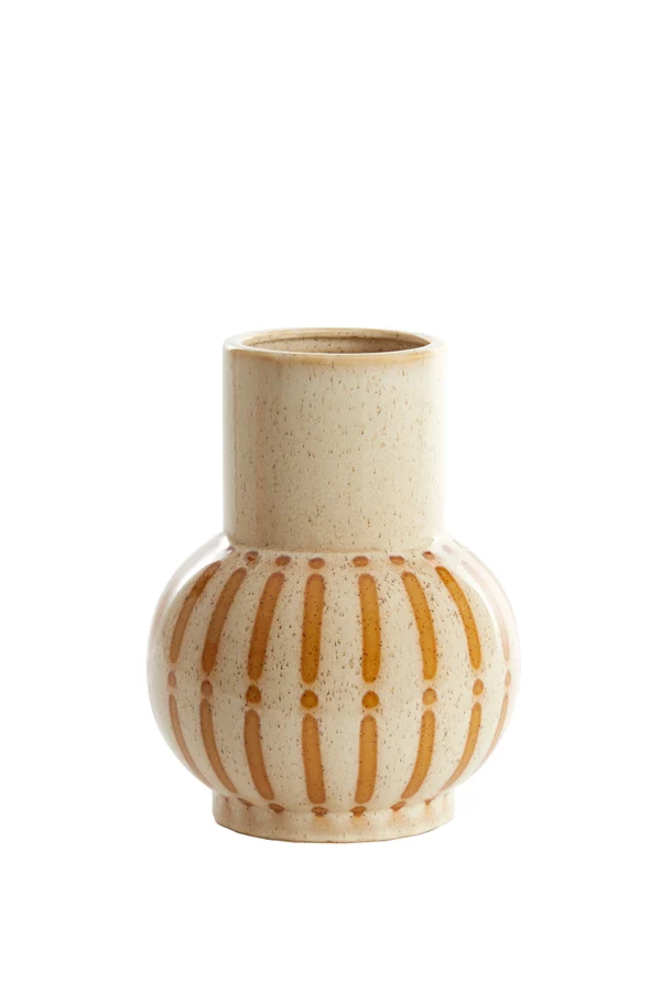 Vase deco 19x25 cm ULLOA ceramics shiny cream+brown
