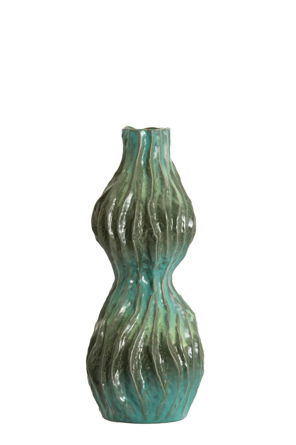 Vase deco 16,5x15,5x39 cm VANIA ceramics petrol