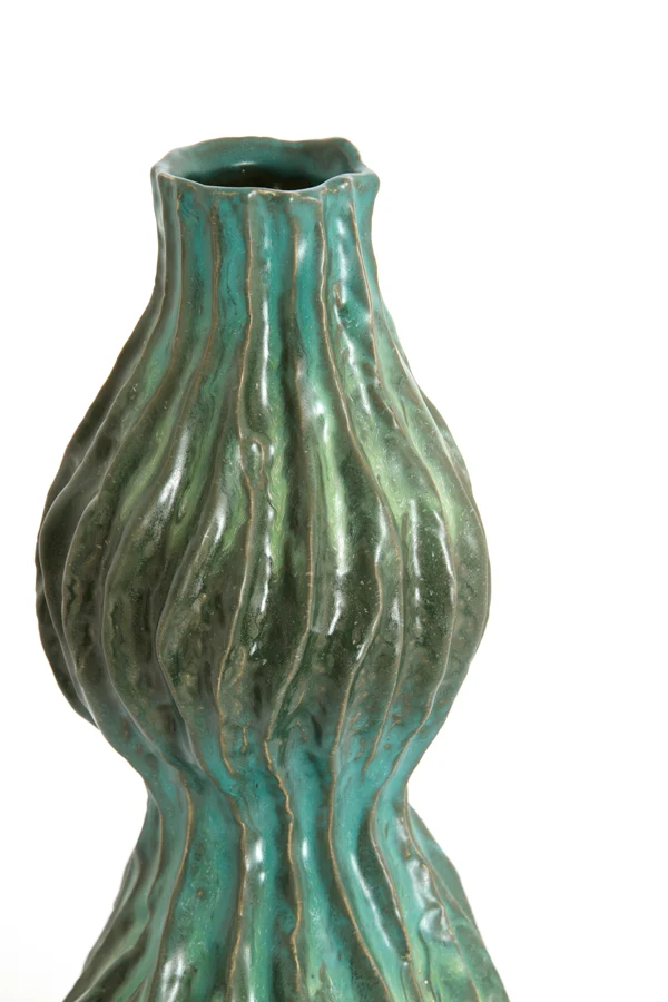 Vase deco 16,5x15,5x39 cm VANIA ceramics petrol