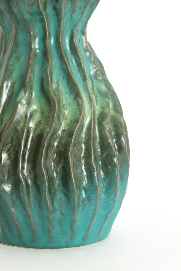Vase deco 16,5x15,5x39 cm VANIA ceramics petrol