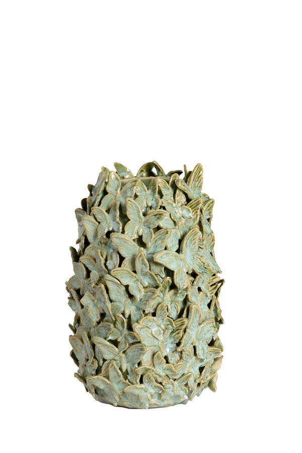 Vase deco 17x26 cm MARIPOSA ceramics mint green