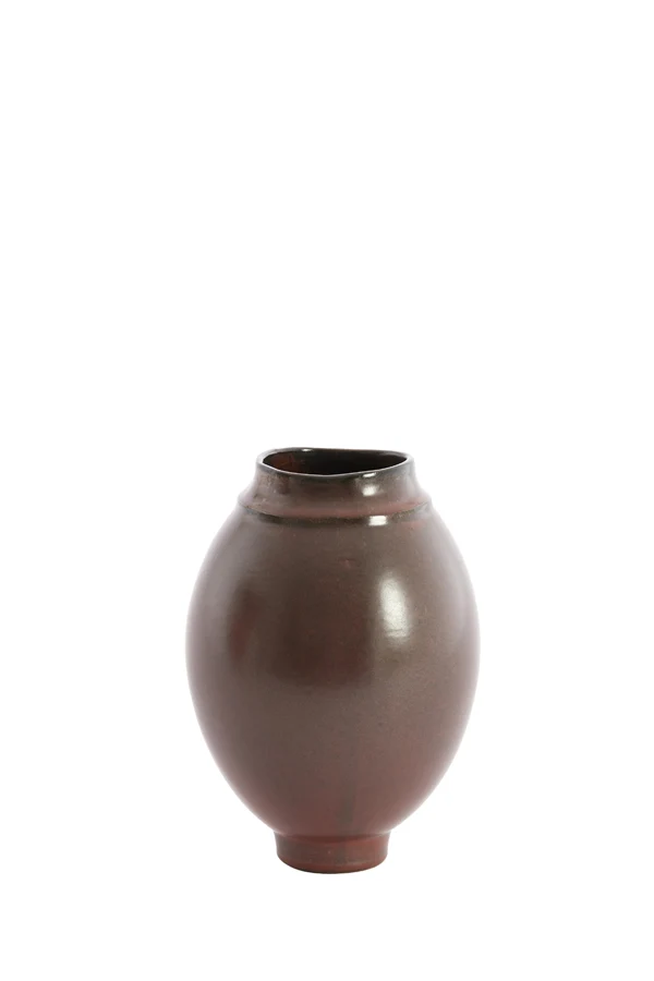Vase deco 17x23,5 cm LOREA ceramics matt dark red-brown