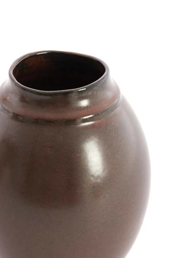 Vase deco 17x23,5 cm LOREA ceramics matt dark red-brown