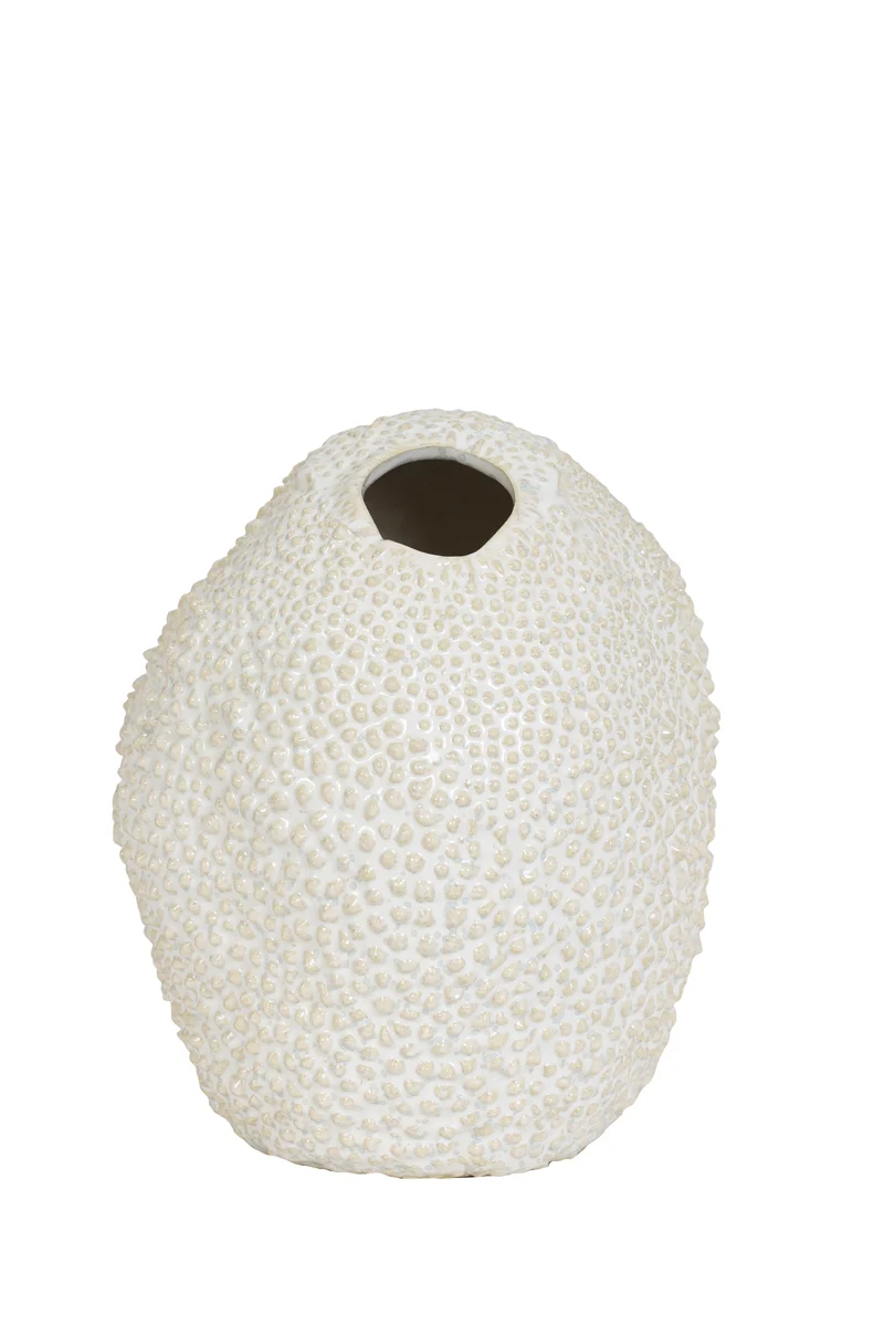 Vase deco 17x20,5 cm KYANA ceramics cream+white
