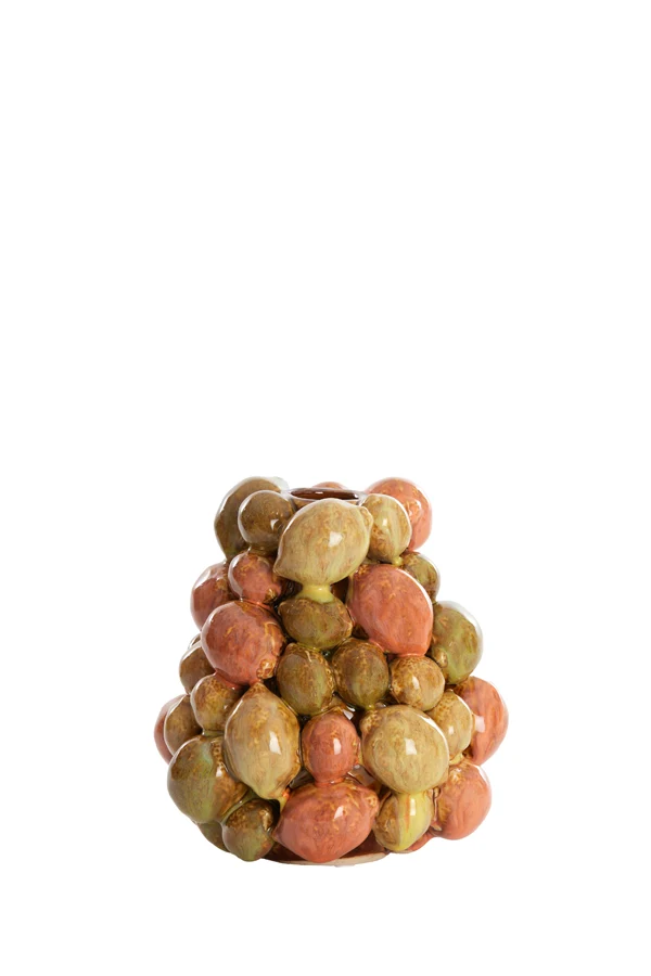 Vase deco 14x15,5 cm CITRUS ceramics brown-orange+green