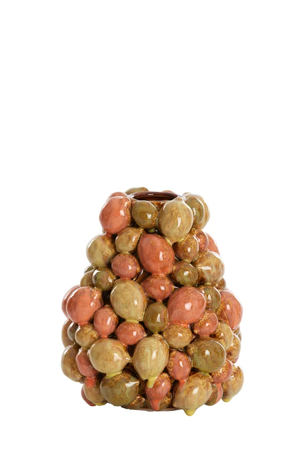 Vase deco 19x21 cm CITRUS ceramics brown-orange+green