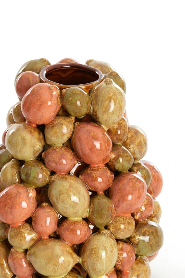 Vase deco 19x21 cm CITRUS ceramics brown-orange+green