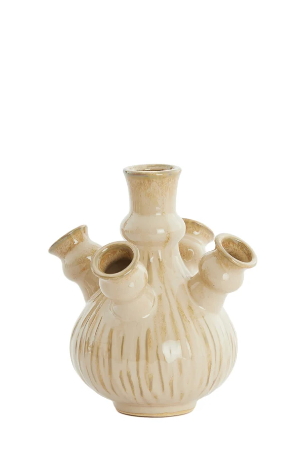 Vase deco 19x20 cm NEBULA cream-light brown