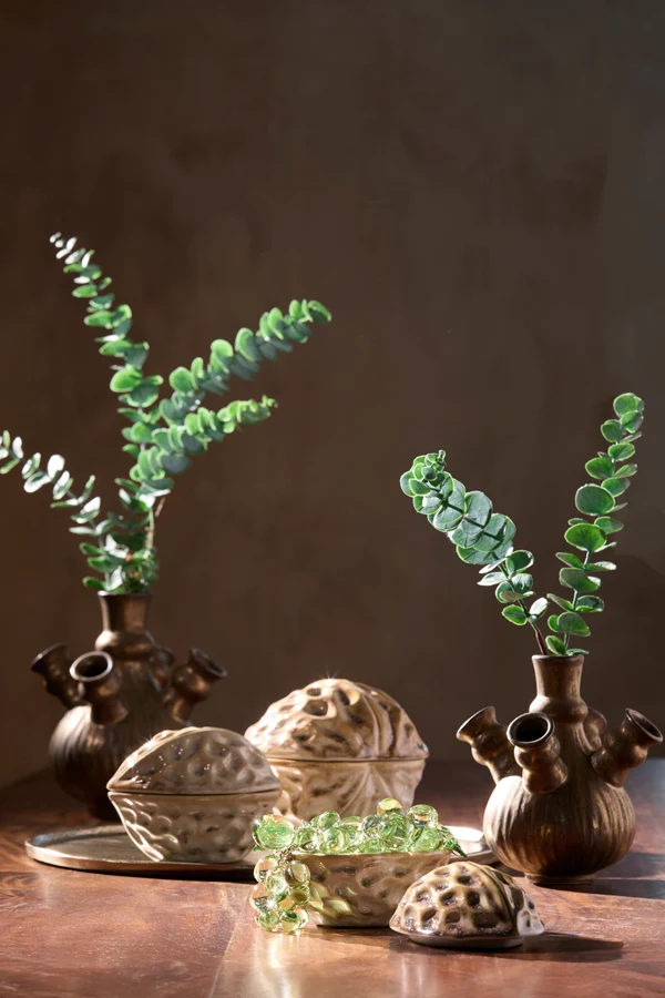 Vase deco 19x20 cm NEBULA brown-bronze