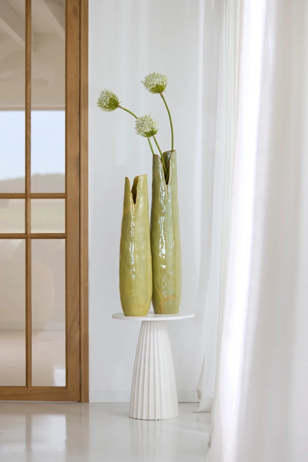 Vase deco 19x18,5x77,5 cm MESA ceramics olive green-brown