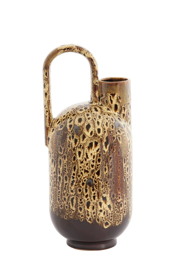 Vase deco 16,5x15,5x37 cm SERRES ceramics d brn+cream+orange
