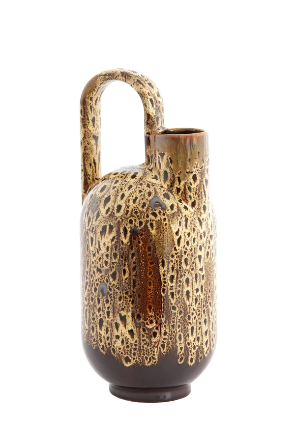 Vase deco 16,5x15,5x37 cm SERRES ceramics d brn+cream+orange