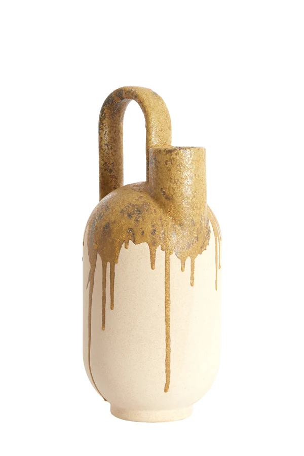 Vase deco 16,5x15,5x37 cm SERRES ceramics cream+olive green
