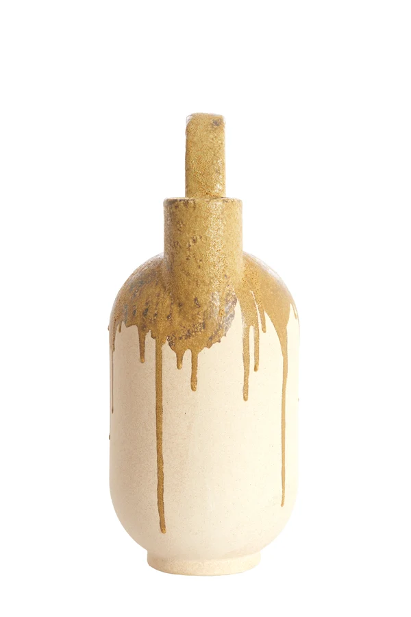 Vase deco 16,5x15,5x37 cm SERRES ceramics cream+olive green