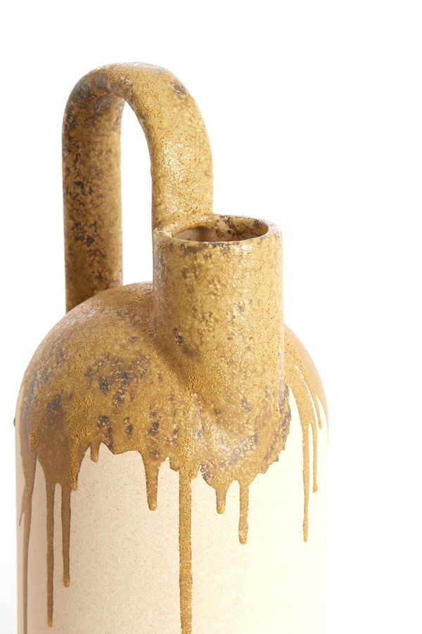 Vase deco 16,5x15,5x37 cm SERRES ceramics cream+olive green