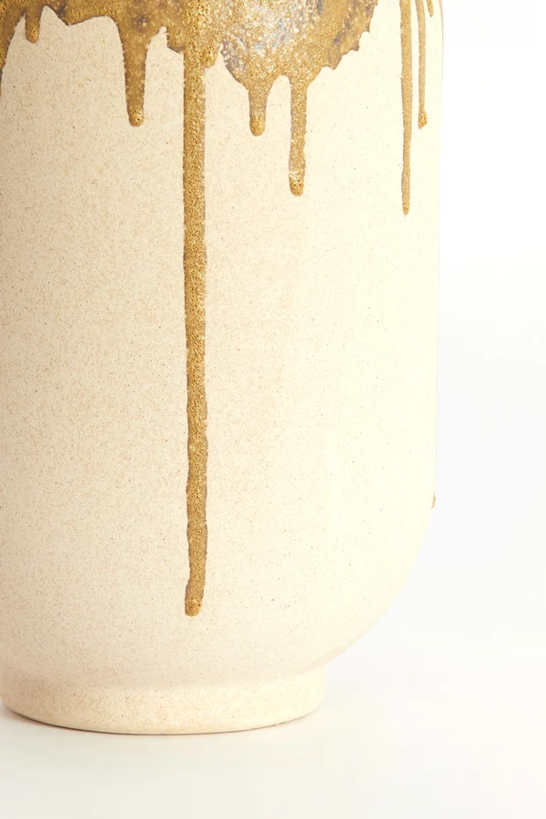 Vase deco 16,5x15,5x37 cm SERRES ceramics cream+olive green