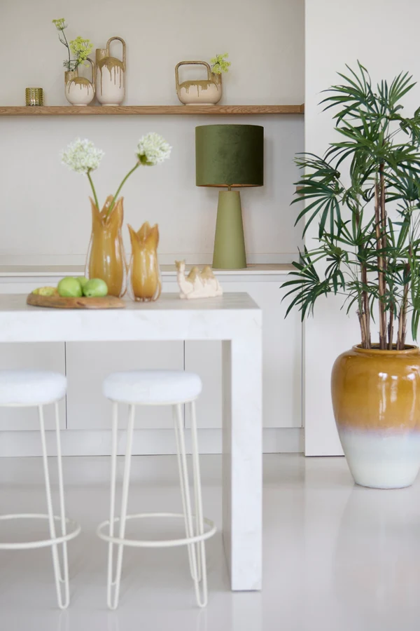 Vase deco 16,5x15,5x37 cm SERRES ceramics cream+olive green