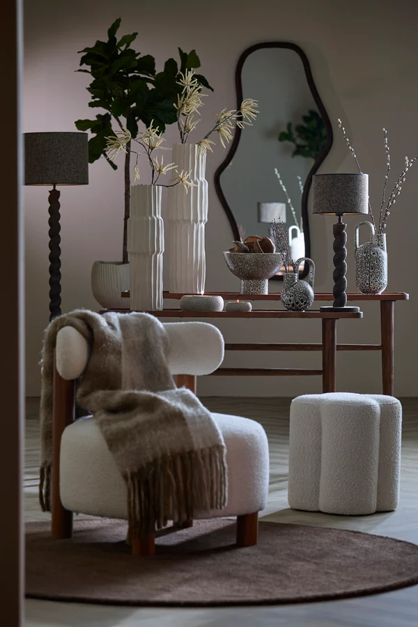 Vase deco 16,5x15,5x37 cm SERRES ceramics cream+black